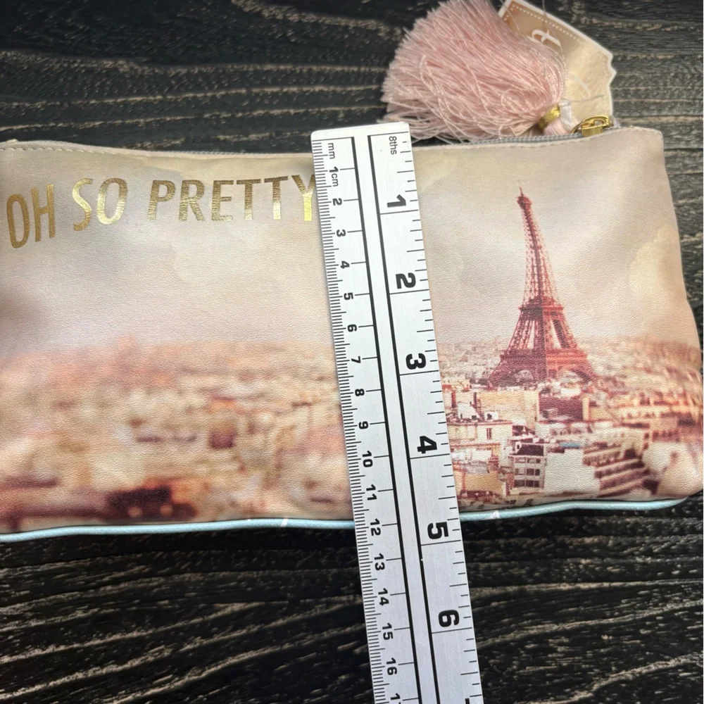 Paris Cosmetic Travel Bag with Tassel Eiffel Tower Charm Keychain